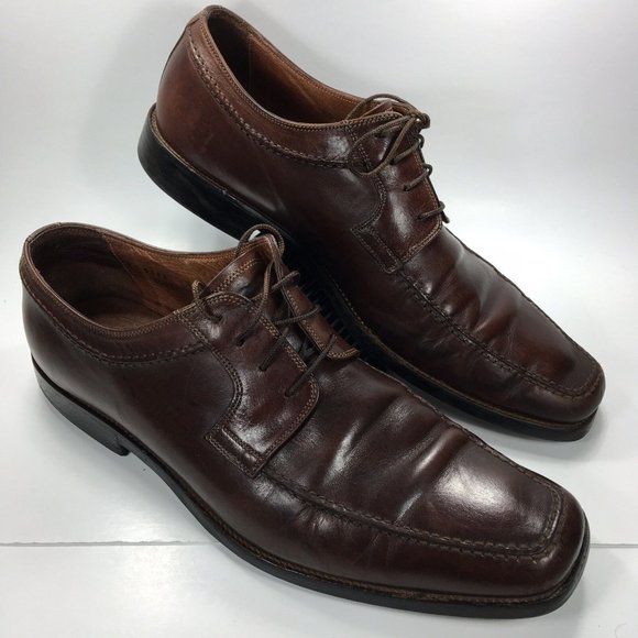Johnston & Murphy Mens Leather Dress Shoes sz 11.5 M Made in Italy Dark Brown - Picture 2 of 12